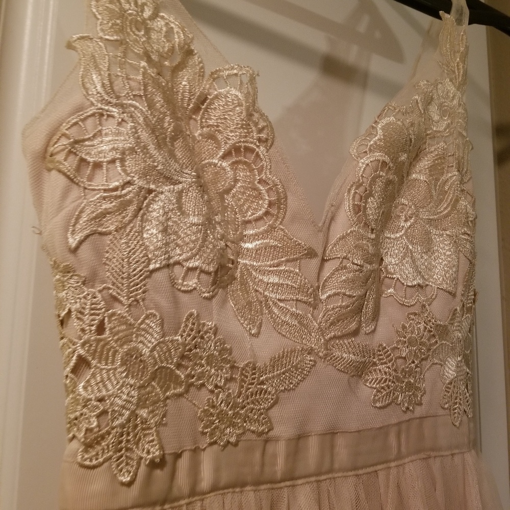 Fashion Nova magical moments lace dress in beige - Picture 6 of 8